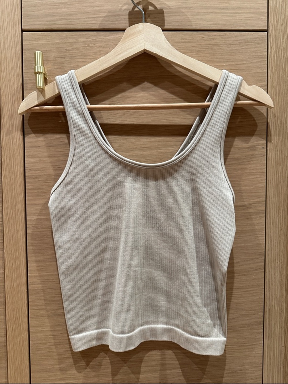 a new day Ribbed Scoop Tank Top in Light Beige